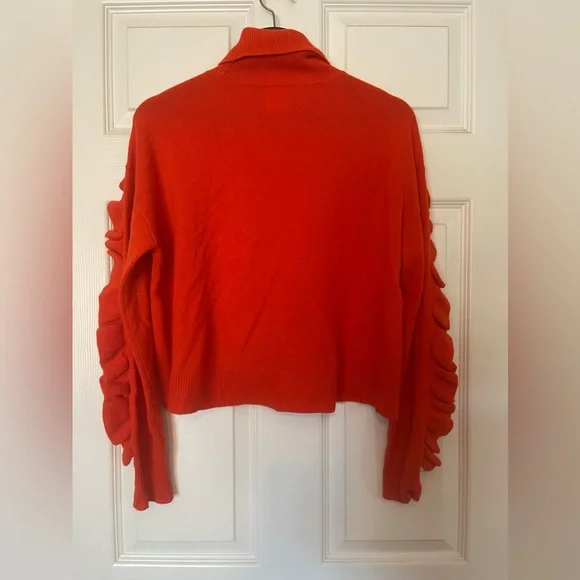 Cinq a Sept Tous Les Jours Savanna Ruffle Trim Cashmere Turtleneck Sweater - Picture 6 of 6